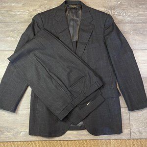 Brooks Brothers 2 Piece Suit 100% Wool 43R 32x31 Black Plaid